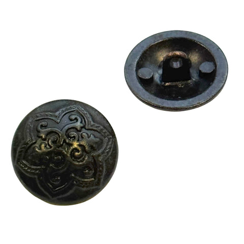 Trachtknopf Schwarz-Kupfer mit Blumenmotiv Tk-28-SK