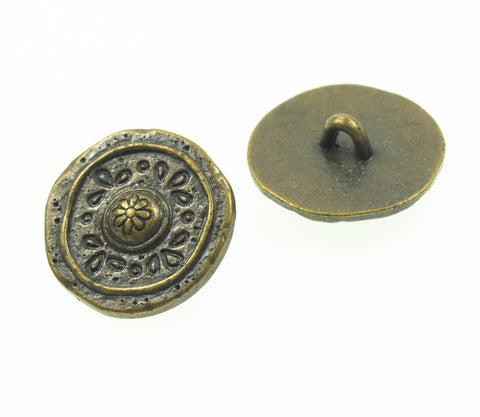 Trachten Knopf alt Messing mit Blumen Muster TK-83ag