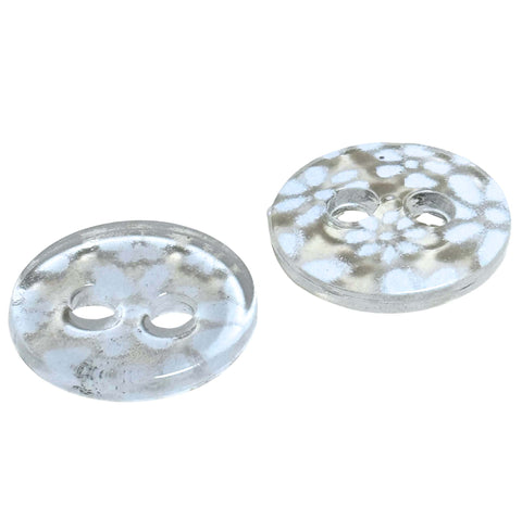 Transparenter Knopf weißen Blümchen KD 32