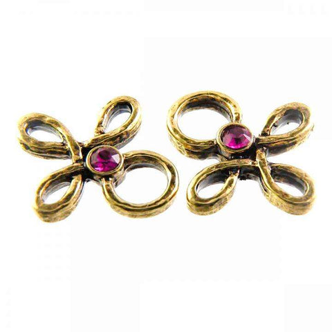 Miederöse Kleeblatt TS-16 fuchsia gold mit Strass