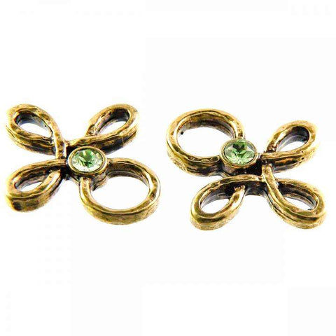 Miederöse Kleeblatt TS-16 peridot gold mit Strass