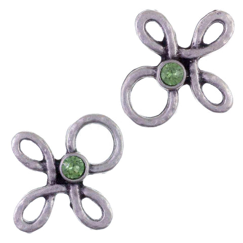 Miederöse Kleeblatt TS-16 peridot silber mit Strass