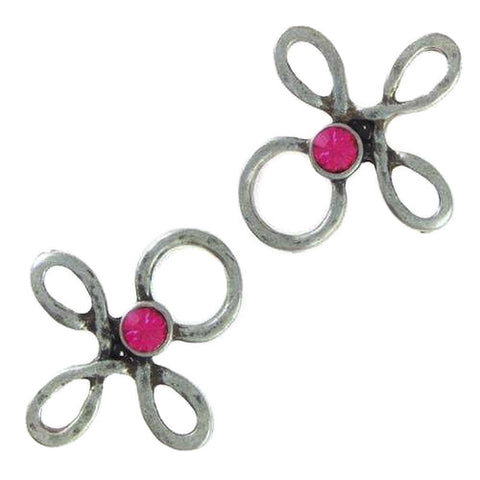 Miederöse Kleeblatt TS-16 rose silber mit Strass