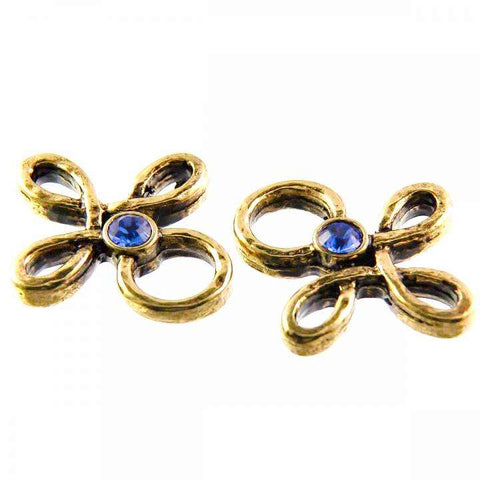 Miederöse Kleeblatt TS-16 saphire gold mit Strass