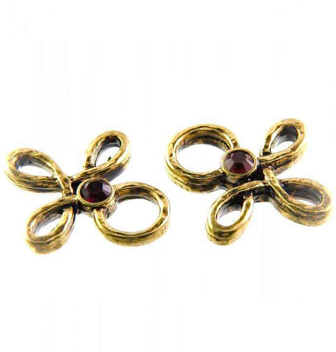 Miederöse Kleeblatt TS-16 siam gold mit Strass