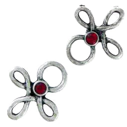 Miederöse Kleeblatt TS-16 siam silber mit Strass