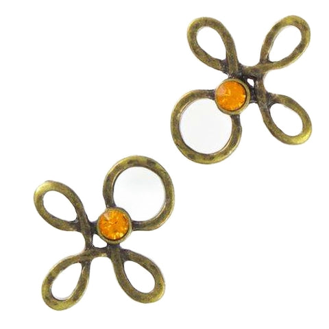 Miederöse Kleeblatt TS-16 topaz altgold mit Strass