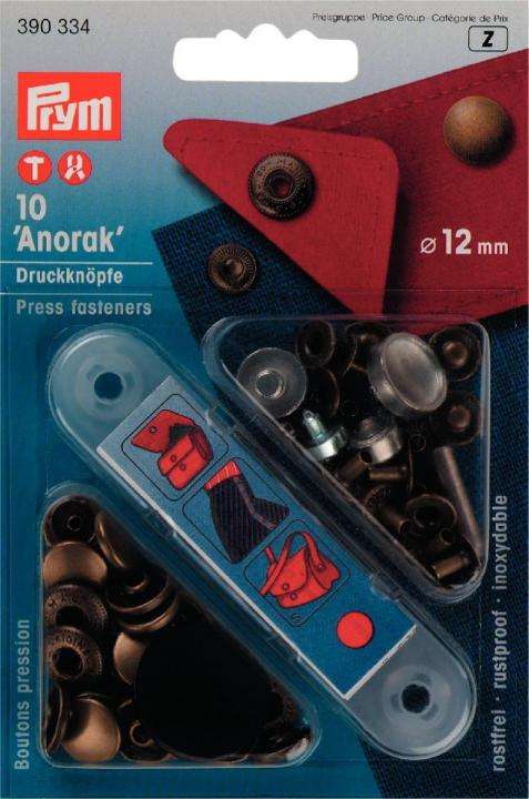 Druckknöpfe Anorak Design altmessing 12mm