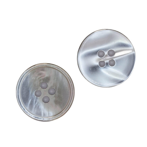 graue Knöpfe Knopf aus Perlmuttimitat 4-Loch grau schimmernd