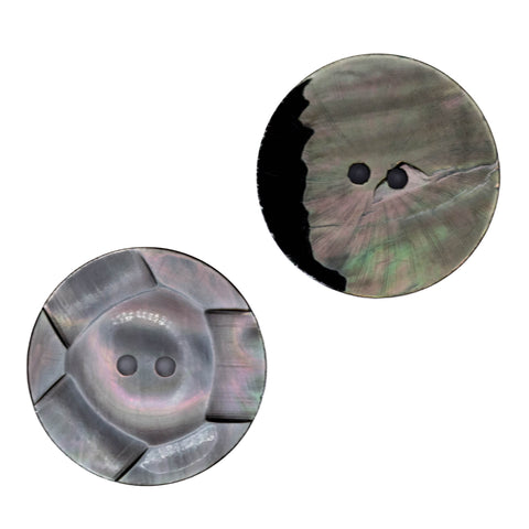 Makassar Perlmutt Knopf grau 2-Loch pl-gr-301