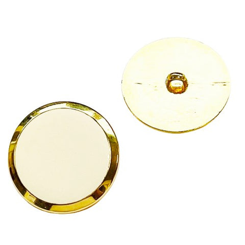Großer Ösen Knopf Weiß mit goldenem Rand KGO-57-gold