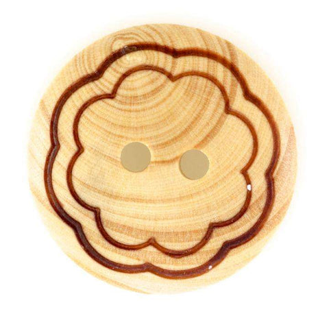 Holz Knopf mit Blumenmuster HK-100