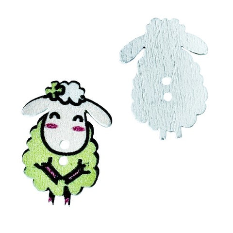 Holz Knopf Schaf kk-71 grün