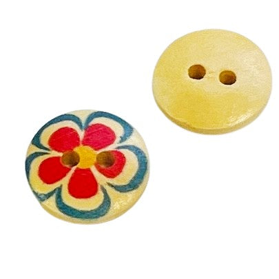 Holz Knopf mit Blumenmuster HK-238