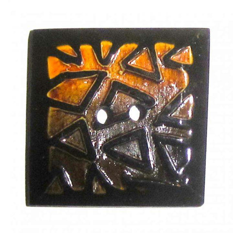 Quadrat Horn Knopf orange braun HK-403