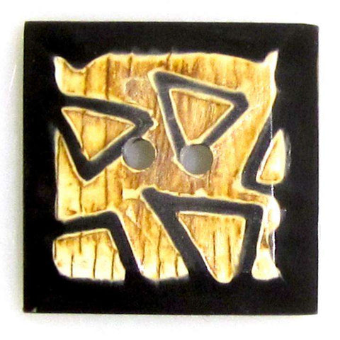 Quadrat Horn Knopf grün beige HK-406