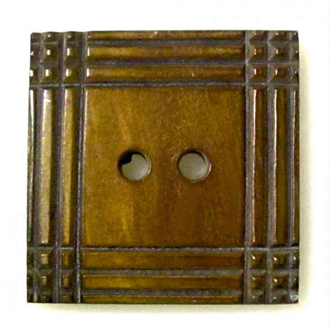 Quadrat Horn Knopf braun HK-413