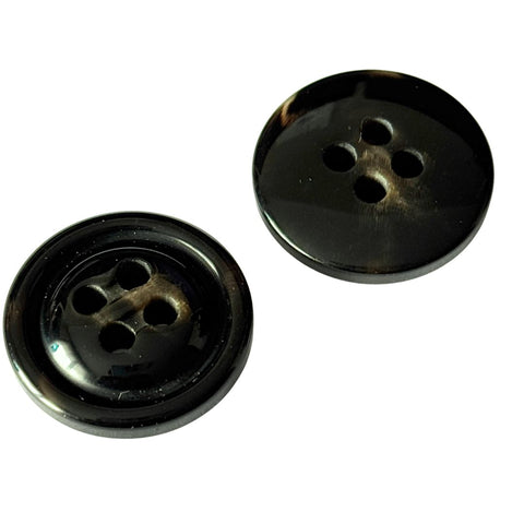 Hornimitat Knopf 23mm anthrazit mit Fadenrille 4-Loch