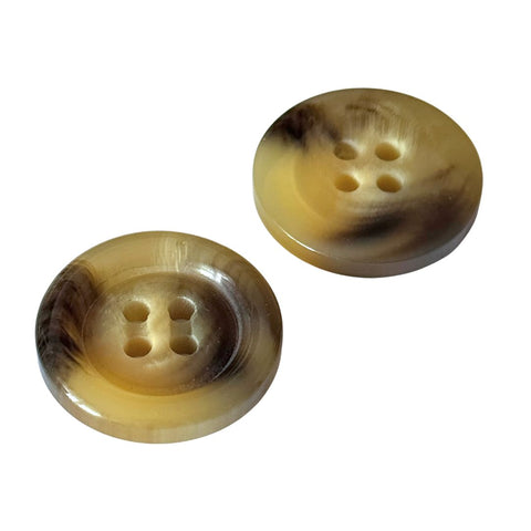 Hornimitat Knopf 23 mm Beige Braun Marmoriert – Mantelknopf Jackenknopf 4-Loch