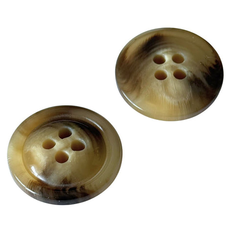 Hornimitat Knopf 25-34mm Beige Braun mit Fadenrille 4-Loch