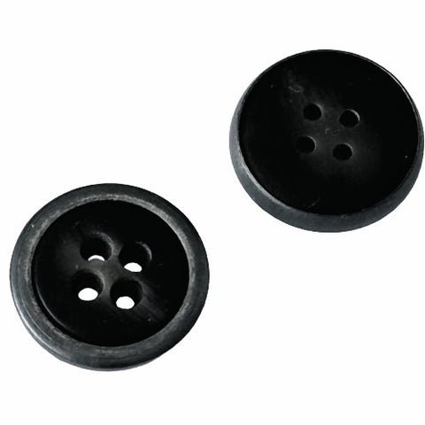 Hornimitat Knopf Metall Einfassung HI-4 Grau Stahl