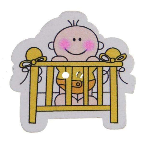 Holz Knopf Baby Bett KK-92 gelb