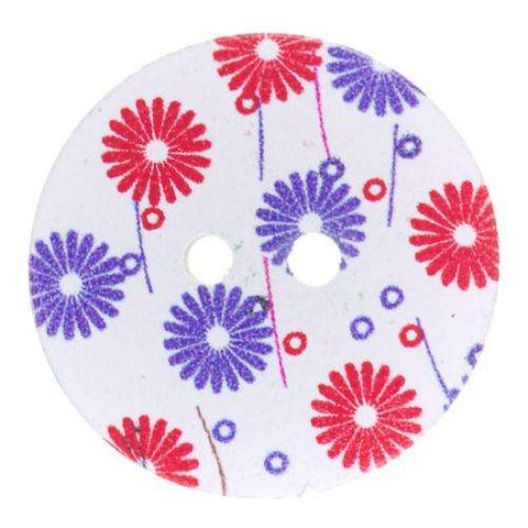 Holz Knopf mit Blumenmuster HK-287