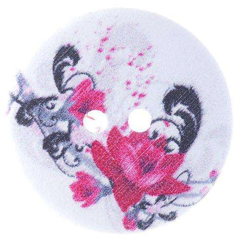 Holz Knopf mit Blumenmuster HK-298