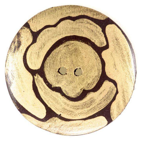 Holz Knopf mit Blumenmuster HK-198