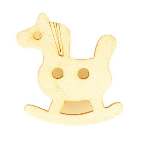 Holz Knopf Schaukelpferd Natur belassener 2-Loch Knopf aus Balsaholz ca. 23 mm Durchmesser