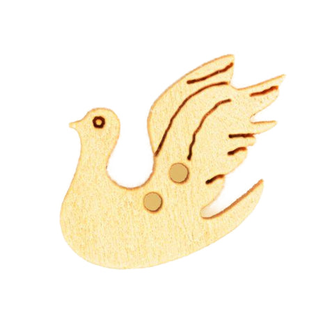 Holz Knopf Schwan Natur belassener 2-Loch Knopf aus Balsaholz ca. 22 mm Durchmesser
