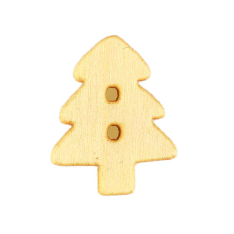 Holz Knopf Tannenbaum Natur belassener 2-Loch Knopf aus Balsaholz ca. 17 mm Durchmesser
