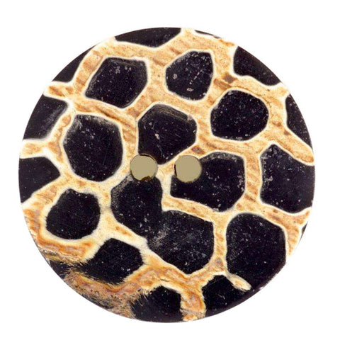 Echter Büffelhorn mit braun Schwarzem Leo Muster 2-Loch Knopf Größe 30 mm