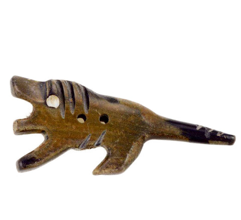 Echter Büffelhorn hell brauner Hund 2-Loch Knopf Größe 47 mm