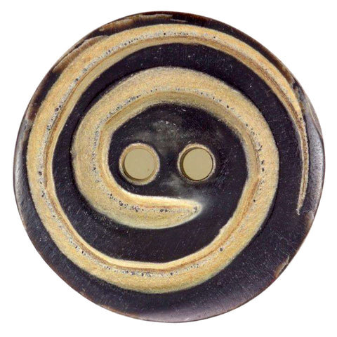Echter Büffelhorn mit braun Schwarzem Spiral Muster 2-Loch Knopf Größe 40 mm und 50 mm