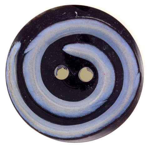 Echt Horn Knopf schwarz mit grauem Spiralmuster Muster