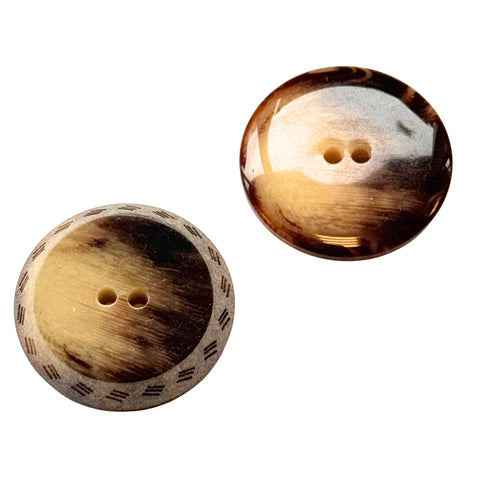 Knöpfe 2-Loch Schwarz Grau mit gemustertem Rand KBG-27-d