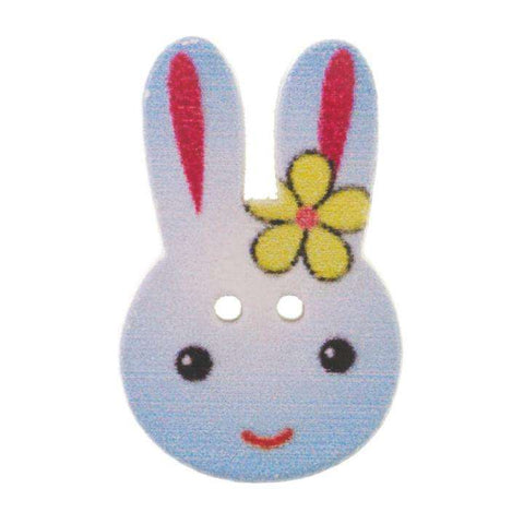 Holz Knopf Hasenkopf bunt HK-17-1