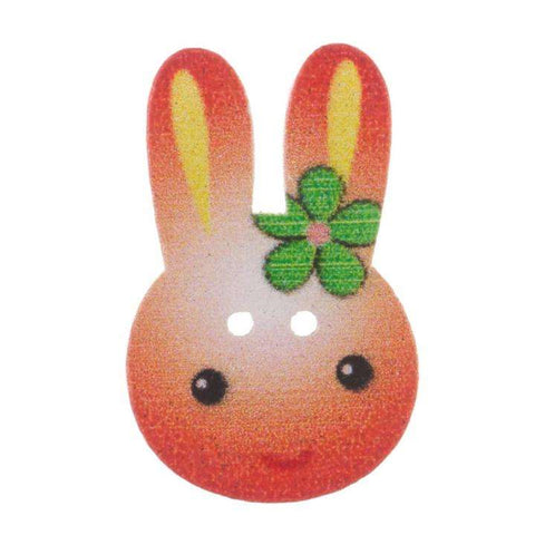 Holz Knopf Hasenkopf bunt HK-17-2