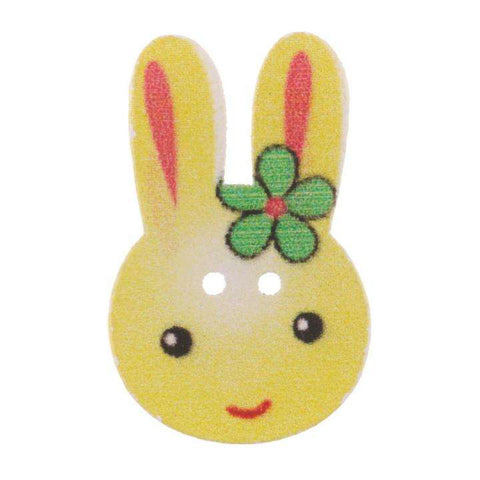 Holz Knopf Hasenkopf bunt HK-17-3