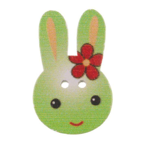 Holz Knopf Hasenkopf bunt HK-17-5