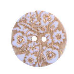 Knopf Hornoptik mit Blumen TK-221 beige
