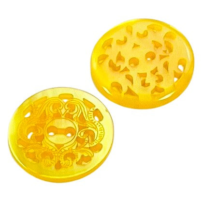 2-Loch Knopf Gelb mit edlem Lochmuster KGL-155