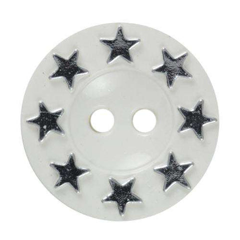 weiße Knopf mit silberne Sternen KW-18