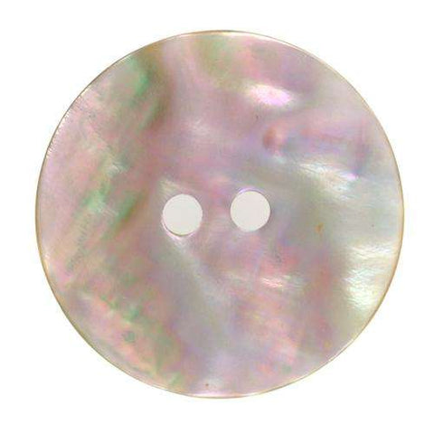 Perlmuttknopf Goldfisch-Abalone, echt Perlmutt mit irisierenden Farbakzenten 2-Loch Knopf in Creme, Rosa und Grün, flache unebene Oberfläche