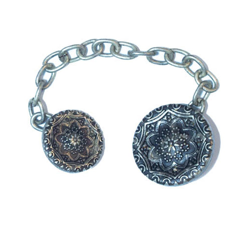 Doppelter Ketten Knopf TK-145-altsilber