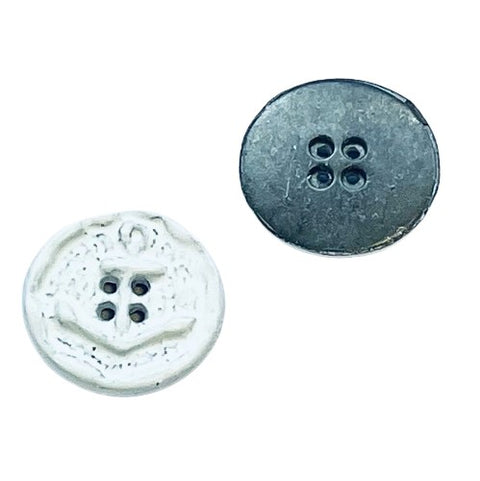 Maritimer Metall Knopf Anker MK-368-weiß