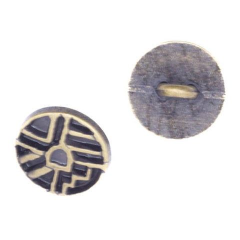 Ösen Knopf mit Inka Muster MK-464 Messing schwarz
