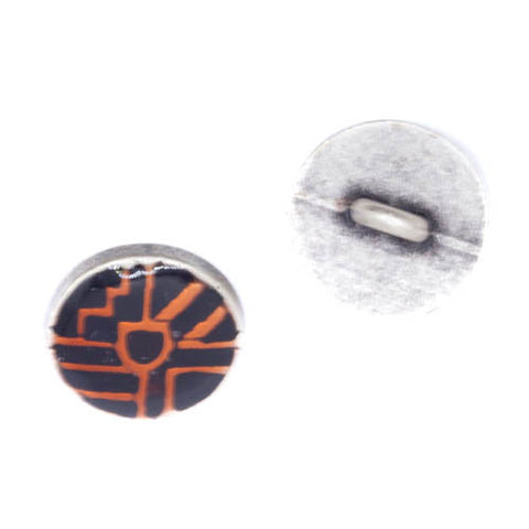 Ösen Knopf mit Inka Muster MK-464 Orange schwarz Lack