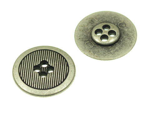 4-Loch Knopf mit Streifenmusterung mk-140-a-altsilber